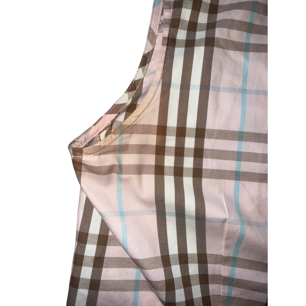 Burberry London Pink Plaid Sleeveless Shirt Dress Nova Check Cotton Italy - Picture 5 of 6